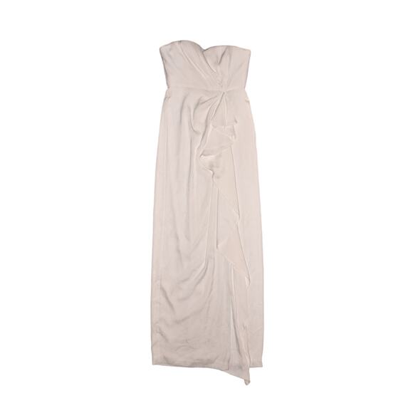 BCBGMAXAZRIA NEW $368‎ ILA Ruffle Draped Strapless Maxi Gown White Size 4 - Picture 1 of 4